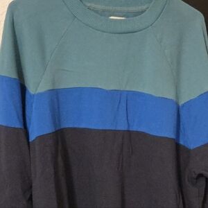 American Eagle Outfitters Teal and Blue Men's Sweater